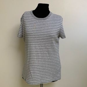 Lands End Gray White Striped T Shirt
